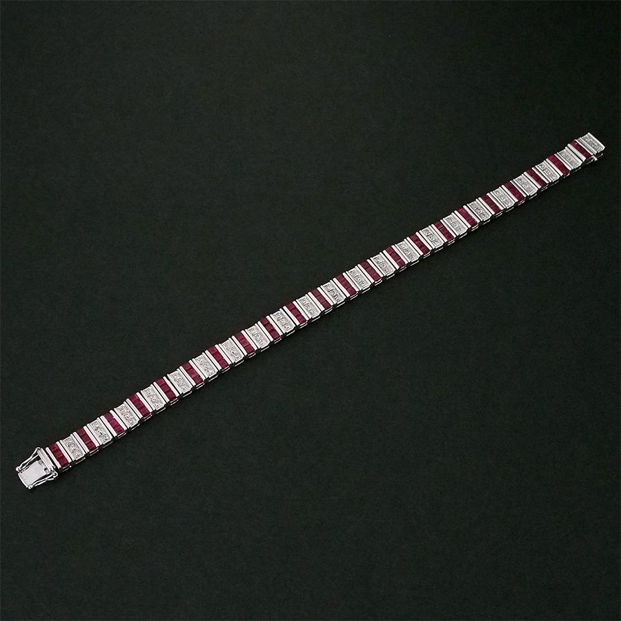 ルビー/8.020ct ダイヤモンド/0.360ct デザイン ブレスレット K14WG