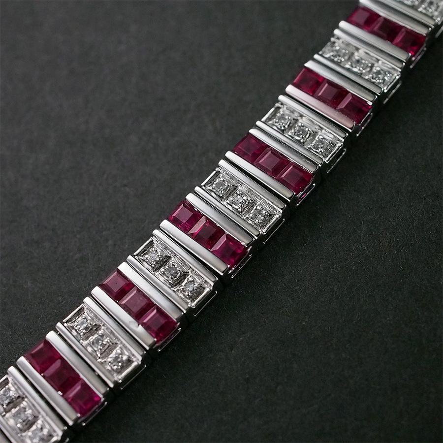 ルビー/8.020ct ダイヤモンド/0.360ct デザイン ブレスレット K14WG
