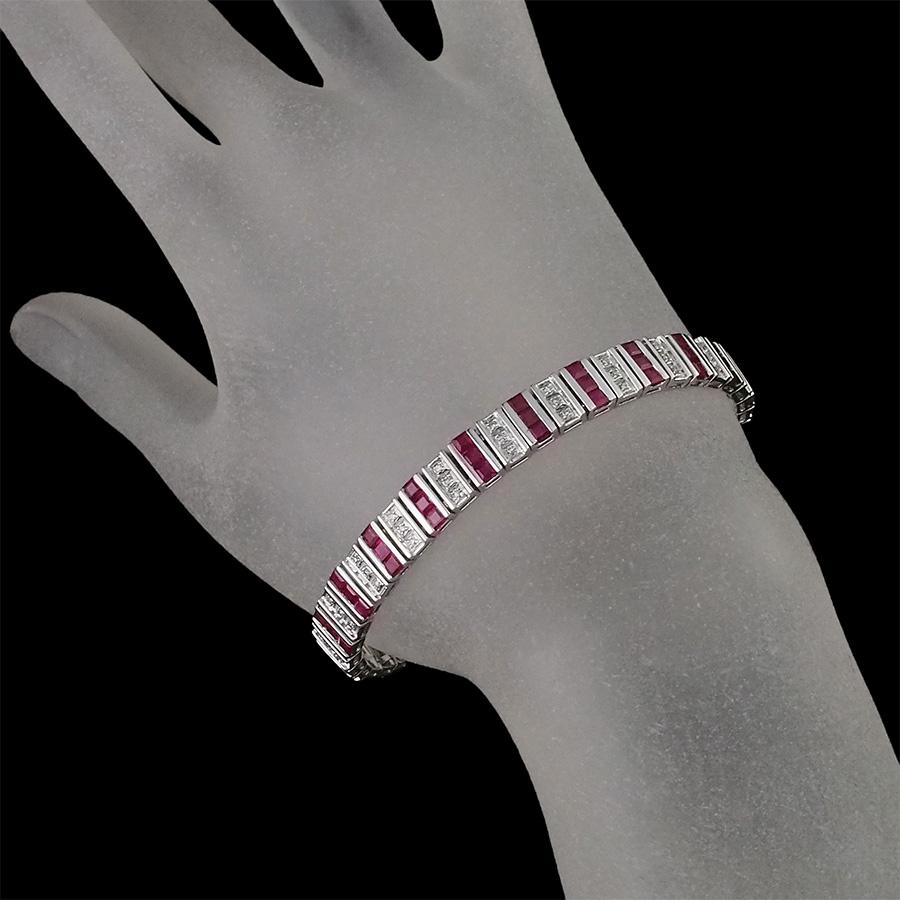 ルビー/8.020ct ダイヤモンド/0.360ct デザイン ブレスレット K14WG