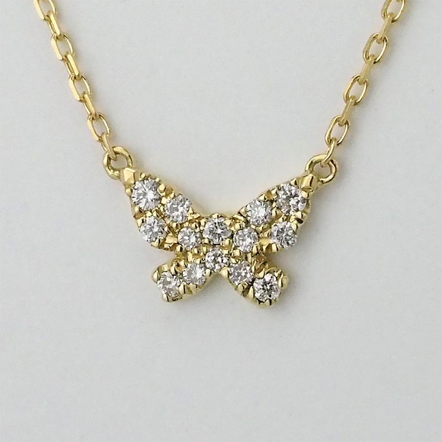 アーカー ダイヤモンド/0.06ct バタフライパヴェ ネックレス K18YG 箱