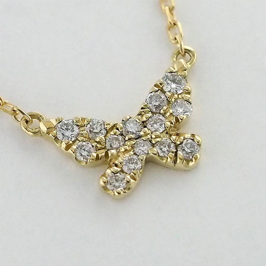 アーカー ダイヤモンド/0.06ct バタフライパヴェ ネックレス K18YG 箱