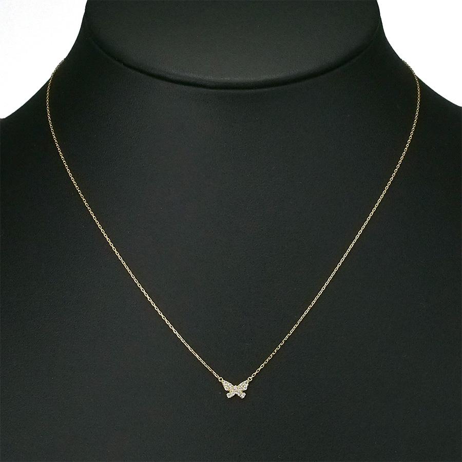 アーカー ダイヤモンド/0.06ct バタフライパヴェ ネックレス K18YG 箱