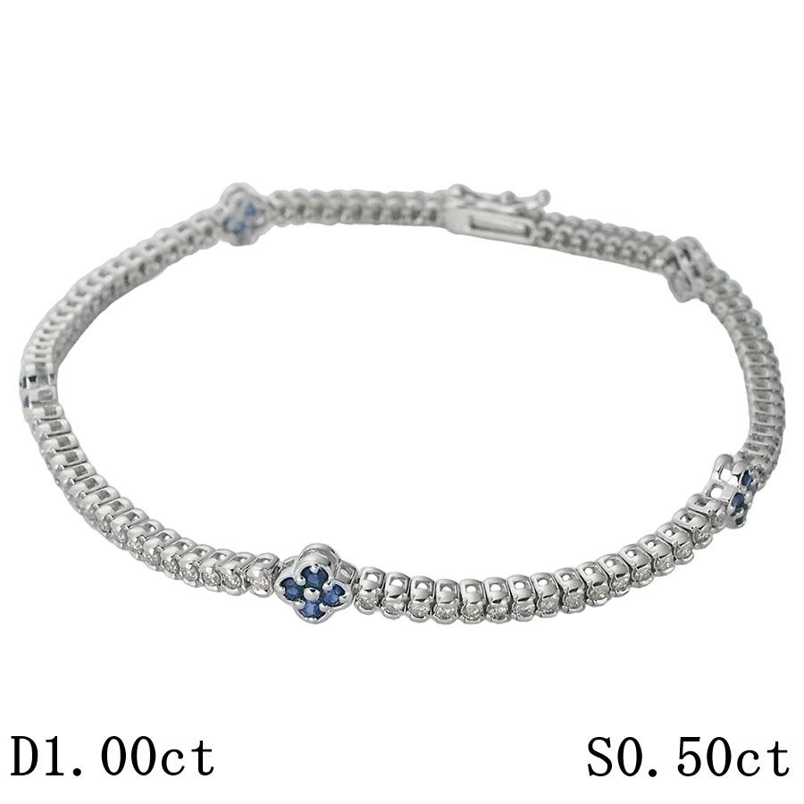 ダイヤモンド/1.00ct サファイヤ/0.50ct フラワーモチーフ