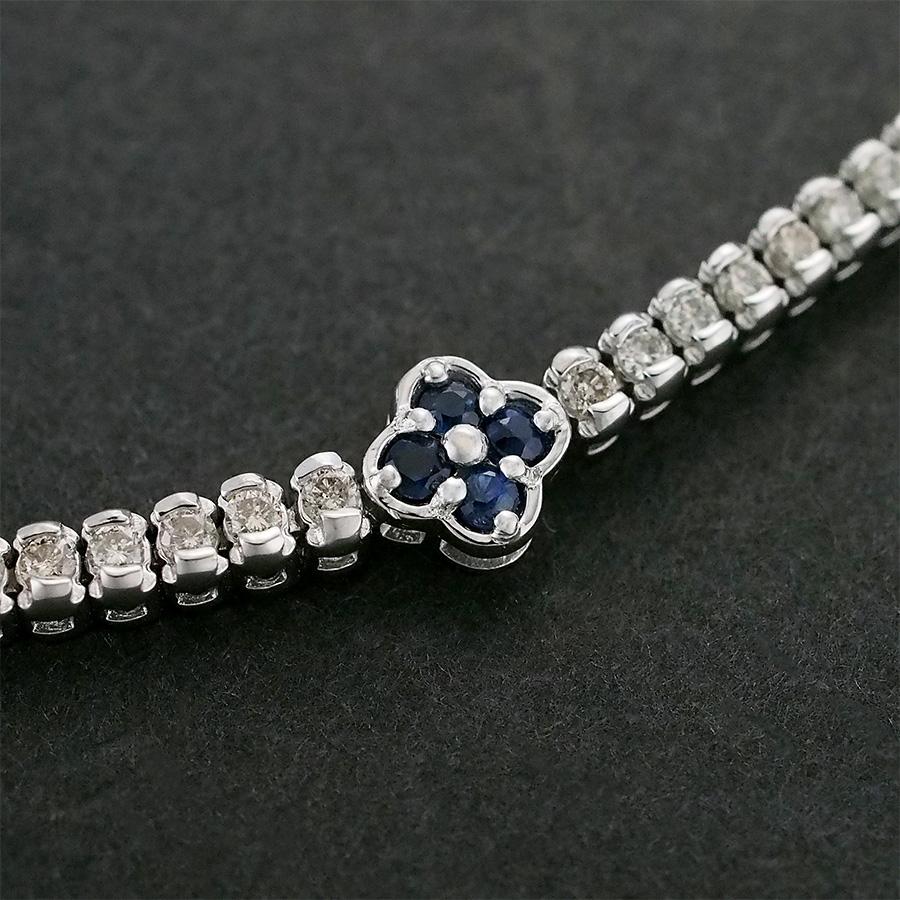 ダイヤモンド/1.00ct サファイヤ/0.50ct フラワーモチーフ テニス ブレスレット K18WG_2