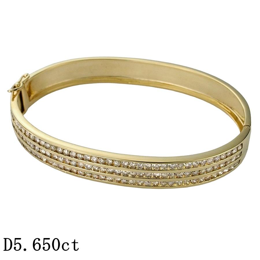 ダイヤモンド/5.650ct デザイン バングル K18YG : インペリアル - 通販 