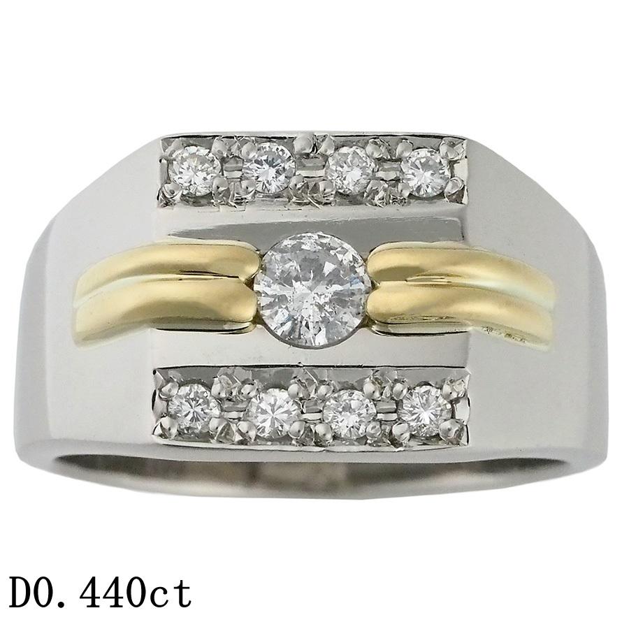 ダイヤモンド/0.440ct 印台 メンズ リング Pt900 K18YG 22号