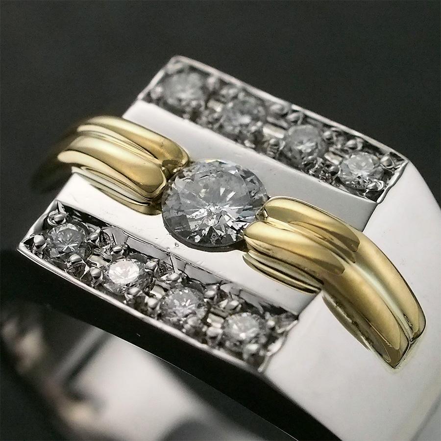ダイヤモンド/0.440ct 印台 メンズ リング Pt900 K18YG 22号