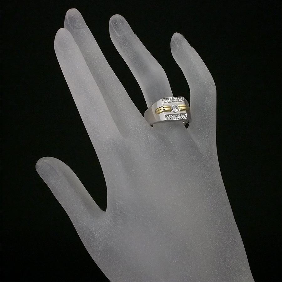 ダイヤモンド/0.440ct 印台 メンズ リング Pt900 K18YG 22号