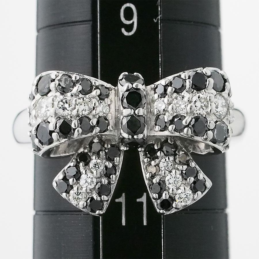 ポンテヴェキオ ブラックダイヤモンド/0.57ct ダイヤ/0.21ct リボンモチーフ リング K18WG 10号_3
