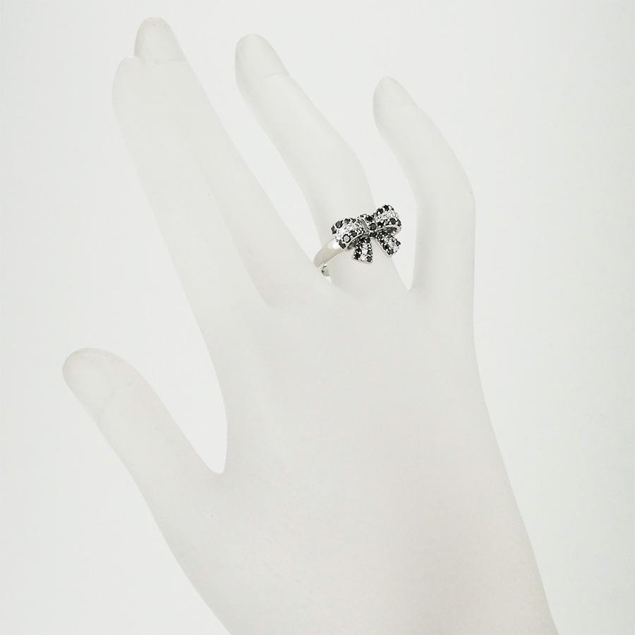 ポンテヴェキオ ブラックダイヤモンド/0.57ct ダイヤ/0.21ct リボンモチーフ リング K18WG 10号_4