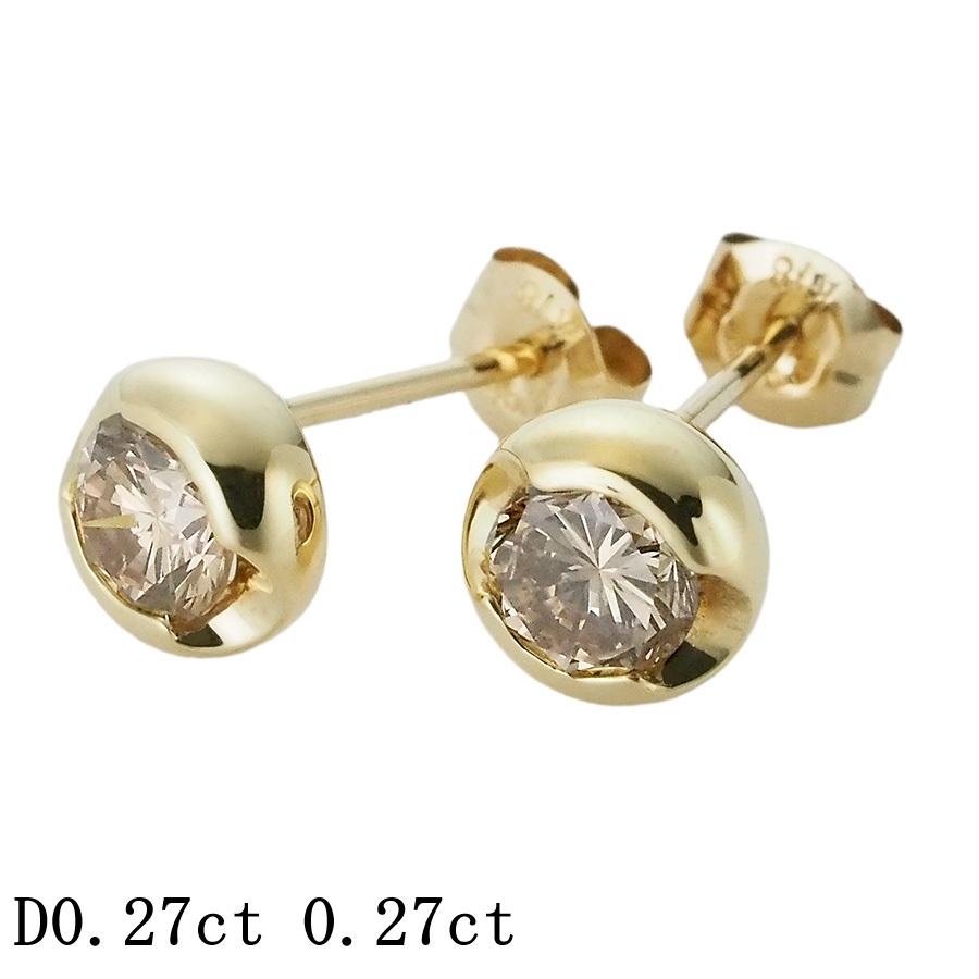 ジュエリーマキ 1粒ダイヤモンド/0.27ct×2 ピアス K18YG 
