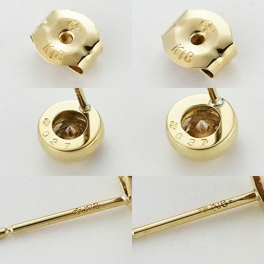 ジュエリーマキ 1粒ダイヤモンド/0.27ct×2 ピアス K18YG 