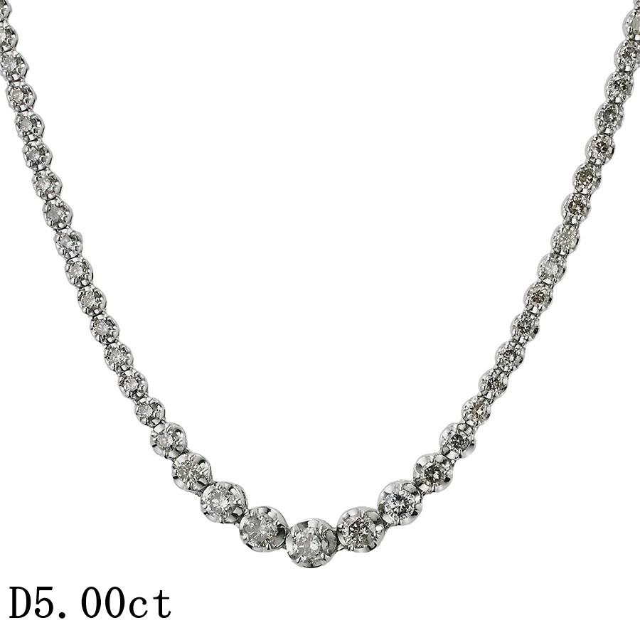 ダイヤモンド/5.00ct テニス ネックレス K18WG : インペリアル - 通販 