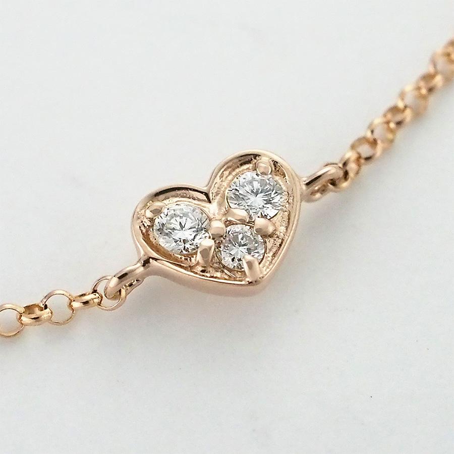 美品♡Ponte Vecchio♡K18 ダイヤモンド ハート ブレスレット ポンテヴェキオ ダイヤモンド/0.04ct ハートモチーフ ブレスレット