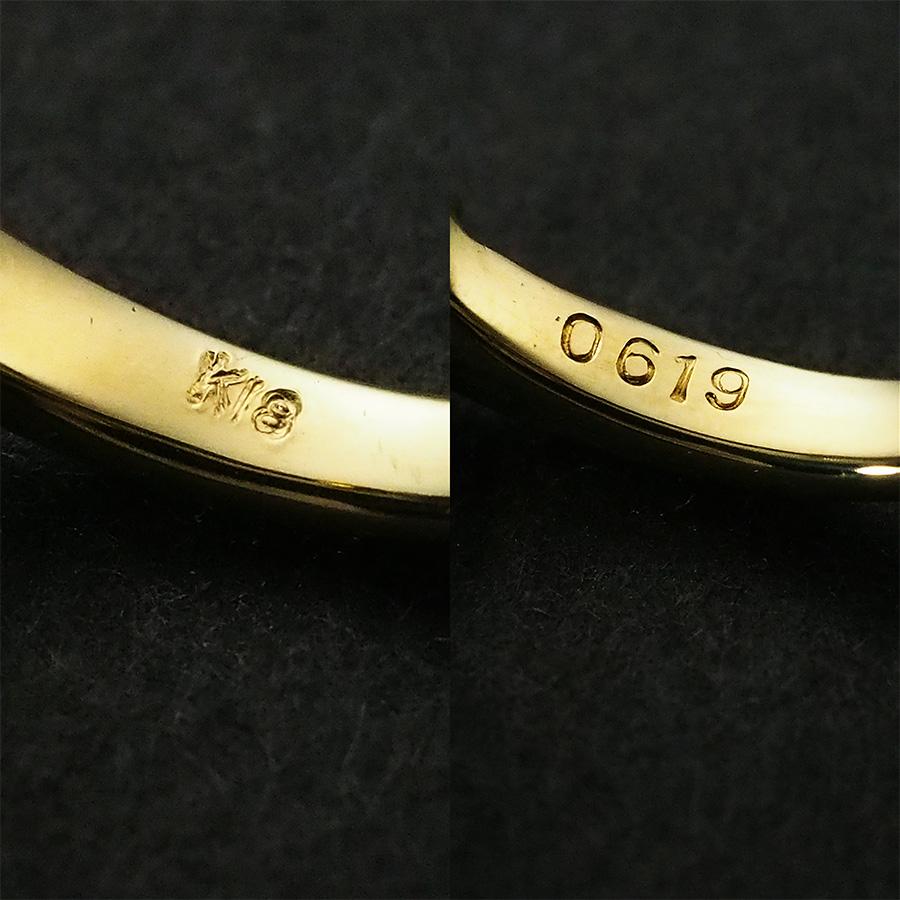 ダイヤモンド/0.619ct デザイン ピンキーリング K18YG 4号