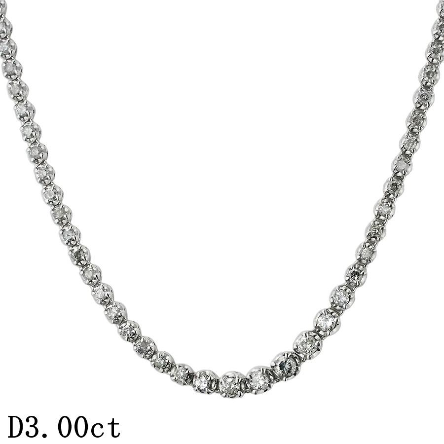 K18WG 3ct テニスネックレス【情報・写真追加編集中、暫くお待ちください】 ダイヤモンド/3.00ct テニス ネックレス K18WG : インペリアル - 通販
