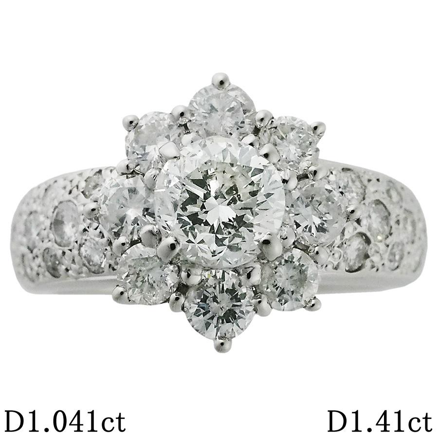 I-I1-F ダイヤモンド/1.041ct ダイヤ/1.41ct フラワーモチーフ リング 