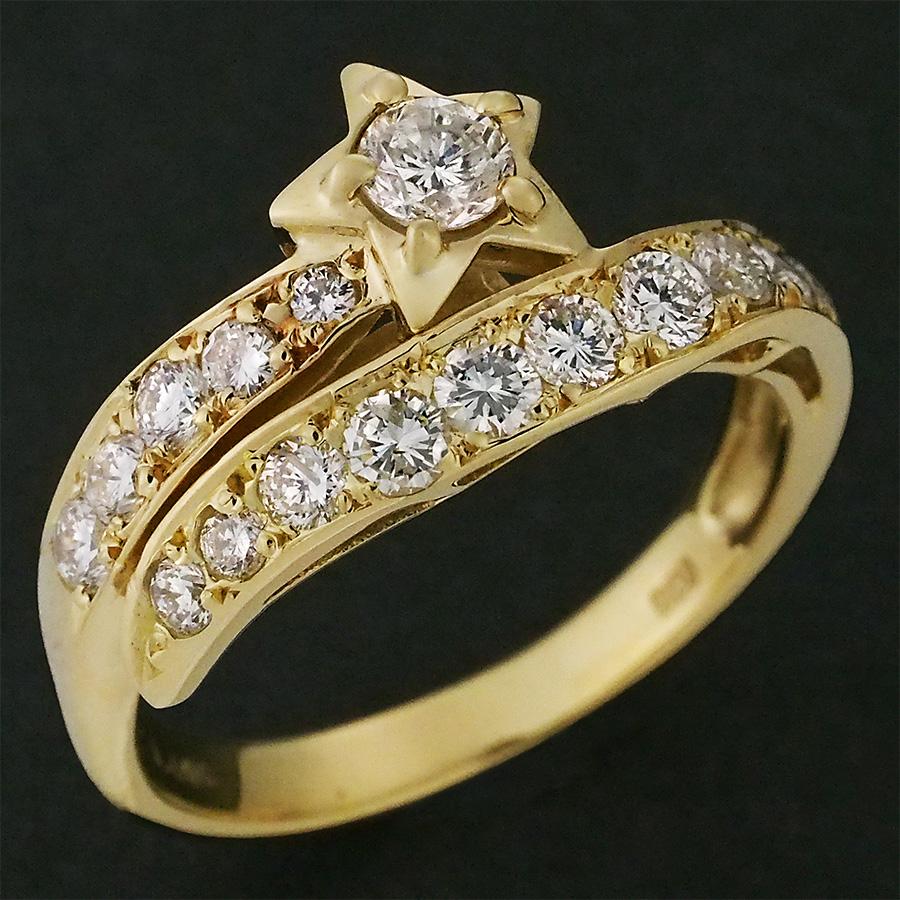 ダイヤモンド/1.00ct スターモチーフ リング K18YG 17号