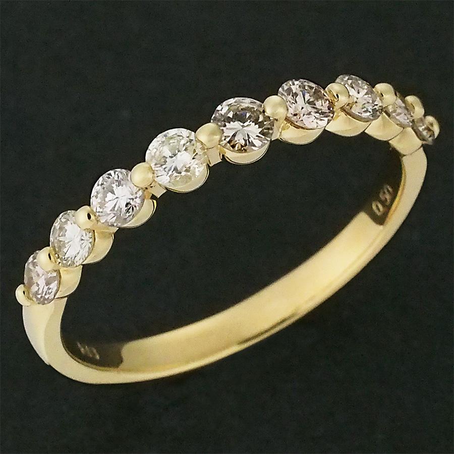 ダイヤモンド/0.50ct ハーフエタニティ リング K18YG 12.5号