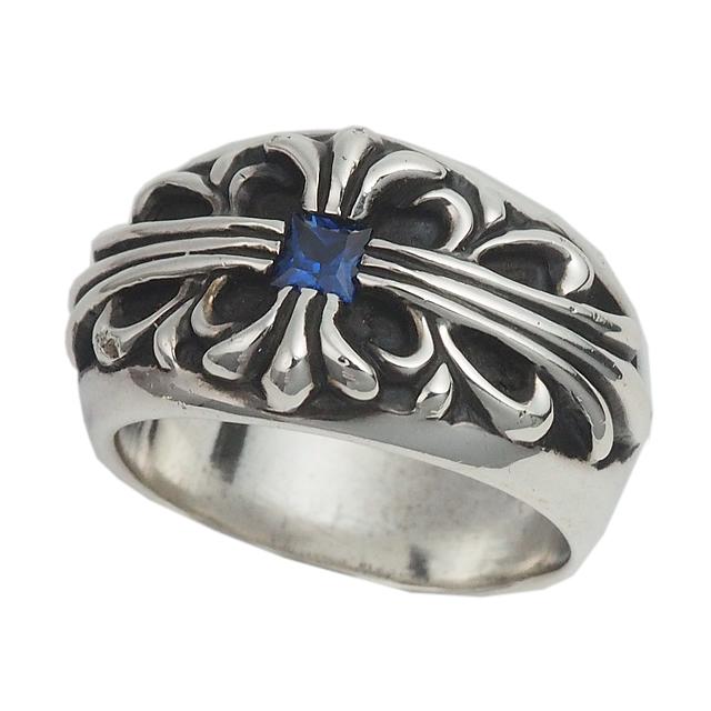 クロムハーツ CHROME HEARTS フローラルクロスリング スクエアカット 