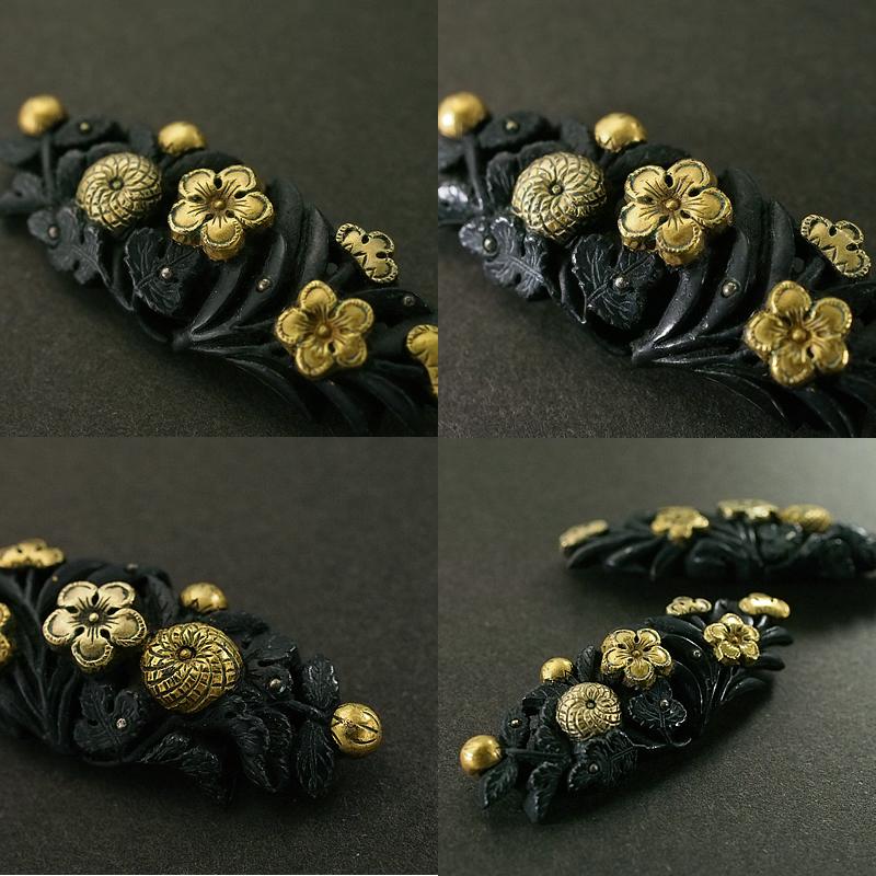 秋草図目貫 特別貴重小道具認定書 無銘(古美濃) 3.9cm【RB