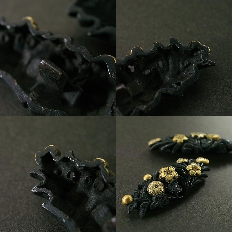 秋草図目貫 特別貴重小道具認定書 無銘(古美濃) 3.9cm【RB