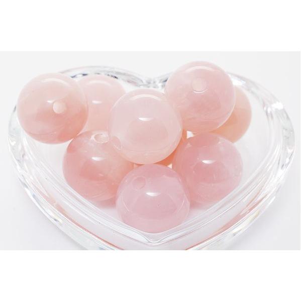 穴あき丸玉 20mm 3mm穴 ローズクォーツ 穴あり一粒売りビーズ 穴あき丸玉 20mm 3mm穴 ローズクォーツ 穴あり一粒売りビーズ