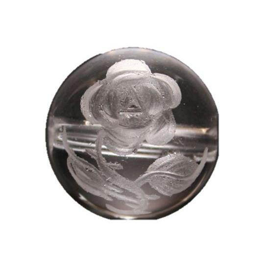 彫刻ビーズ 薔薇 バラ 彫り水晶12mm 1粒売り バラ売り 手作りに