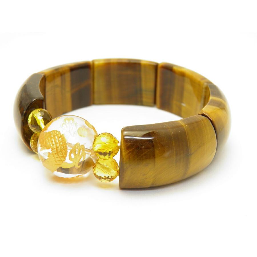パワーストーン 水晶五爪龍20mm＆タイガーアイ・シトリン バングル