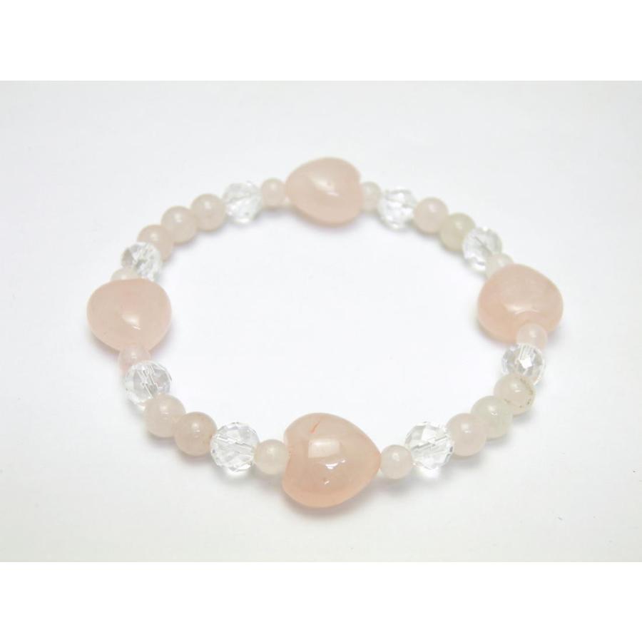 新品未使用 パワーストーン ローズクォーツ ハート玉 ブレスレット ブレスレット 新ハート ローズクォーツ 天然石 パワーストーン