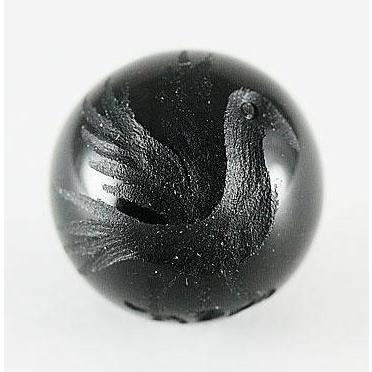 ヤタガラス 八咫烏 水晶・オニキス 素彫り12mm 穴あり一粒売りビーズ