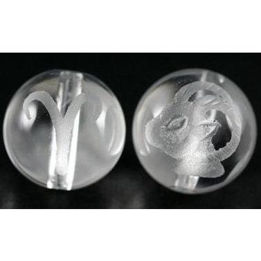 アクセサリー 製作パーツ 12星座 牡羊座 おひつじ座 水晶素彫り 12mm玉 