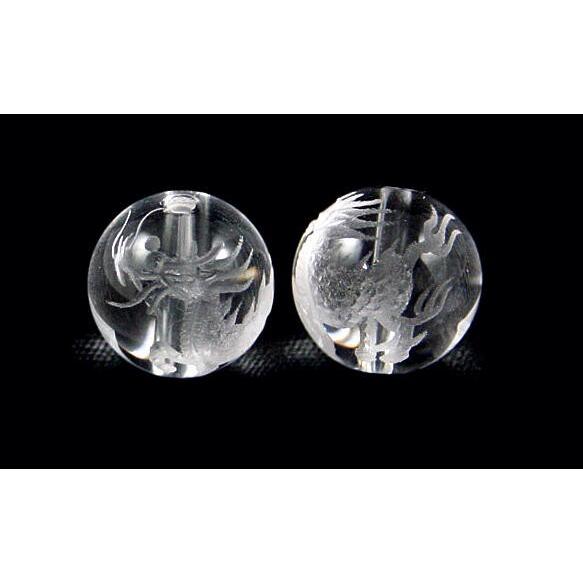 麒麟 きりん 水晶素彫り 12mm 穴あり一粒売りビーズ 天然石