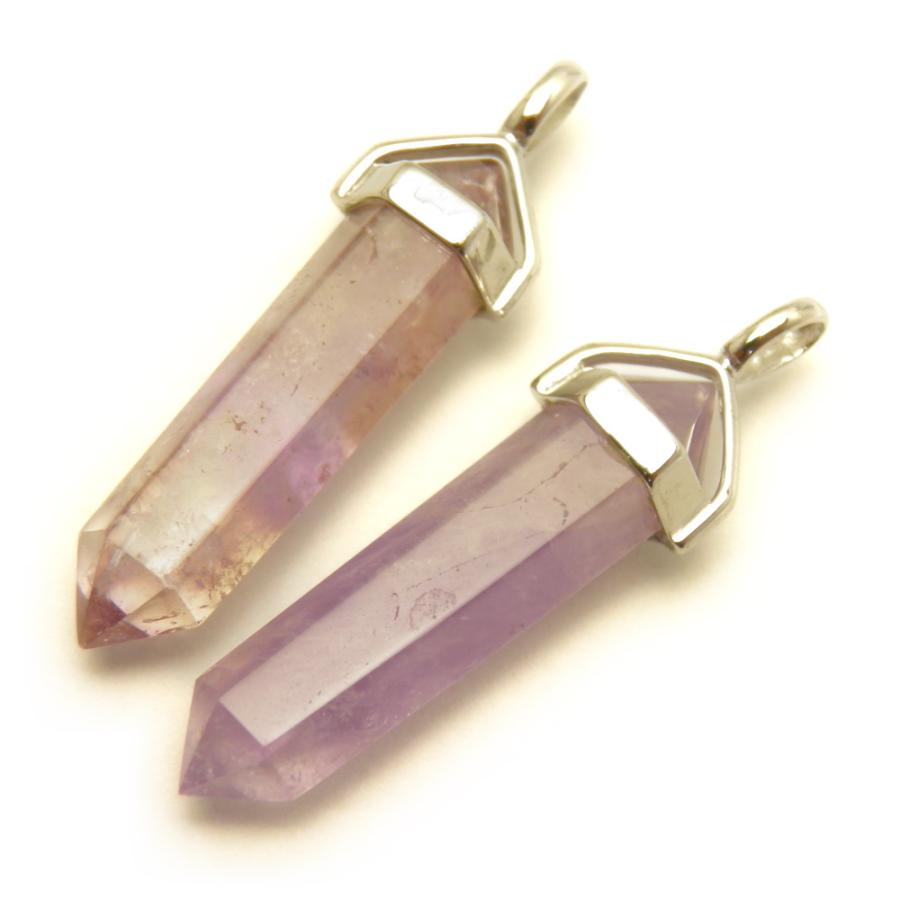 シルバーダブルポイント ペンダントトップ 大 アメジスト 1個売り