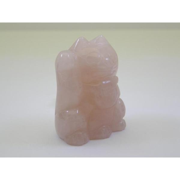 ローズクォーツ 招き猫 右手招き 財運 天然石 パワーストーン