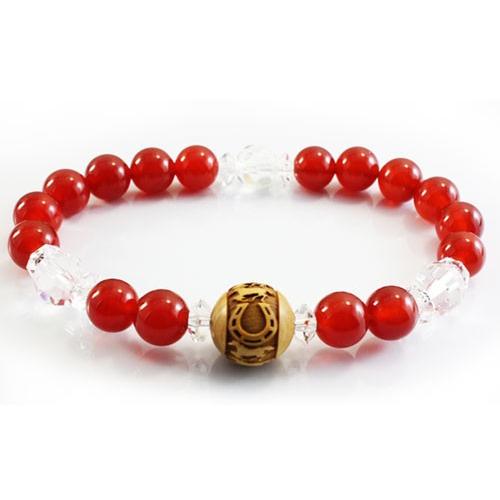 うまくいく？ 浮き彫り柘植玉ブレスレット 赤メノウ 天然石