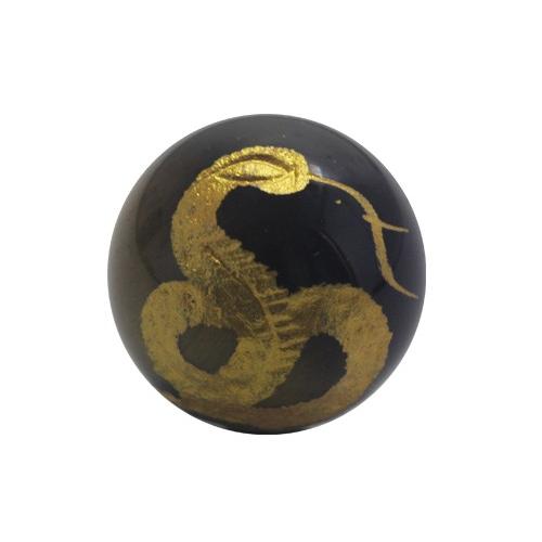 蛇彫刻ビーズ 虎目石 タイガーアイ 金彫り 14mm玉 ヘビ へび 一粒売り