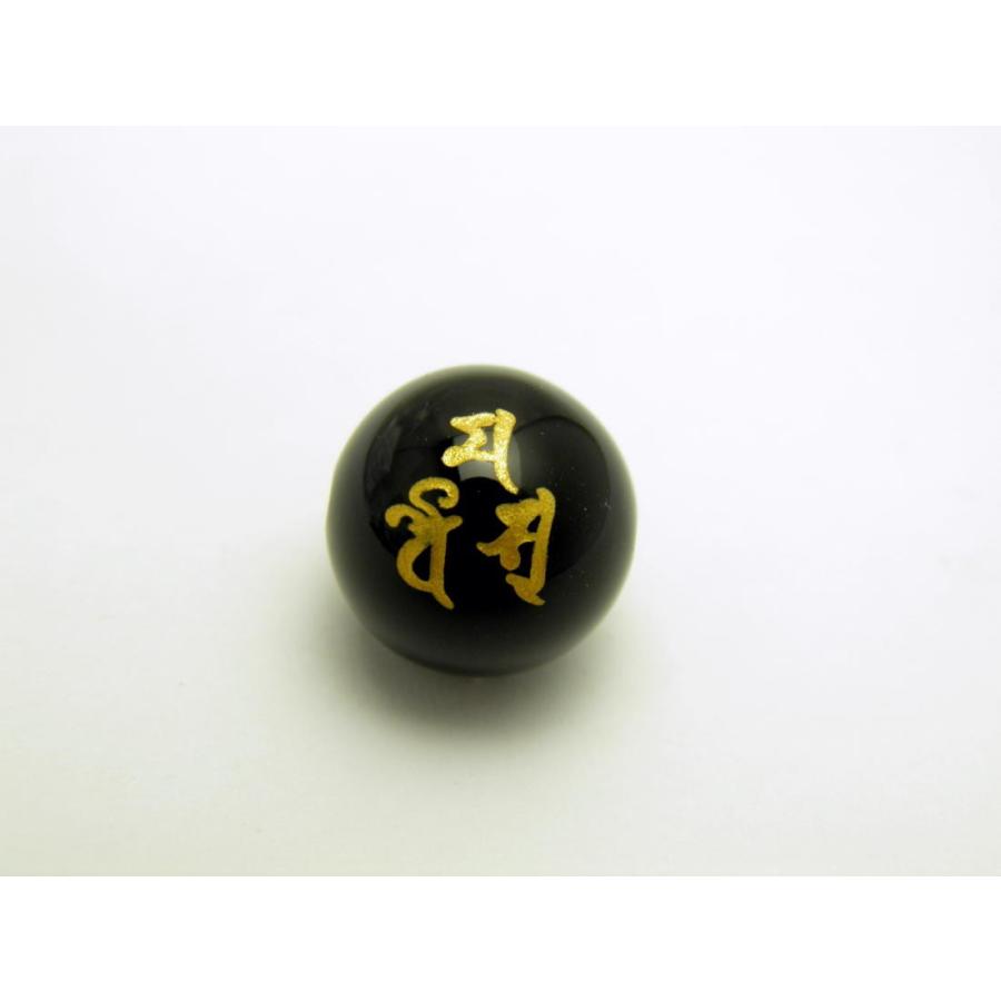 三面大黒天 オニキス 金色入り 梵字玉 12mm 手作りにオススメ 天然石