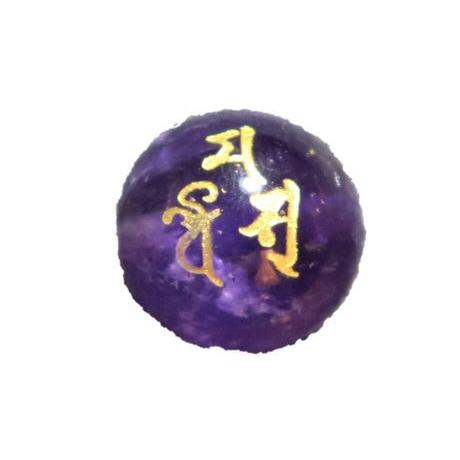 三面大黒天 アメジスト 金色入り 梵字玉 12mm 手作りにオススメ 天然石