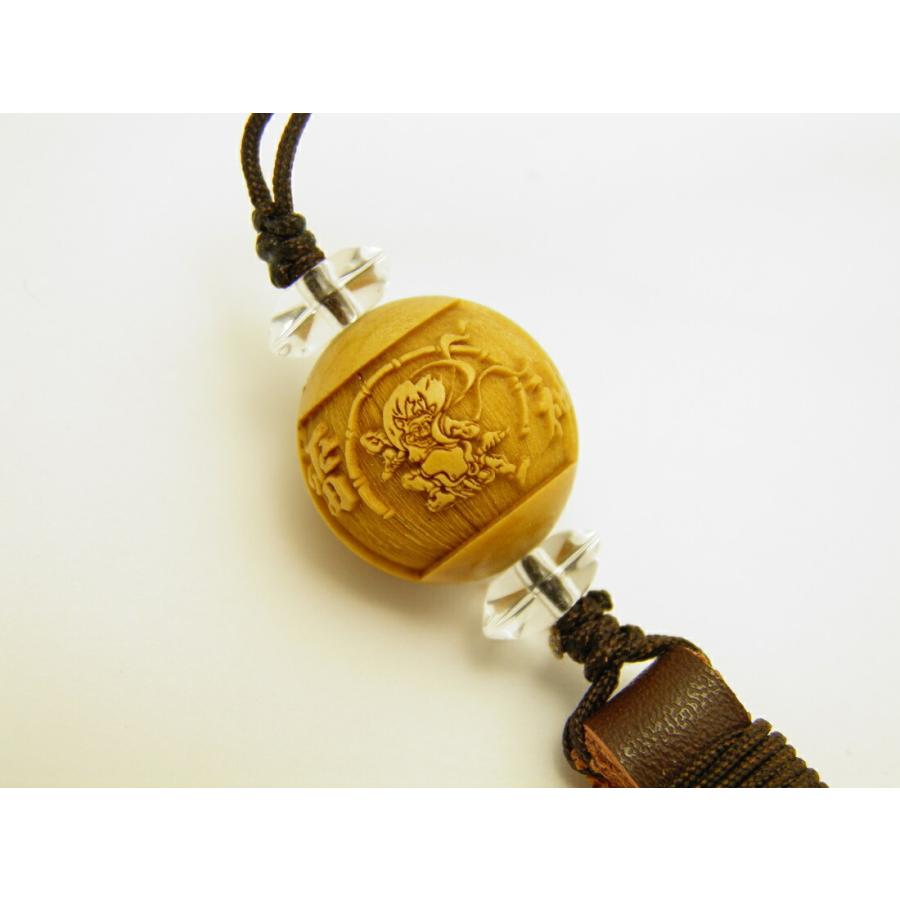 風神雷神 柘植玉 彫刻 15mm 革紐ストラップ : Imperialaura - 通販