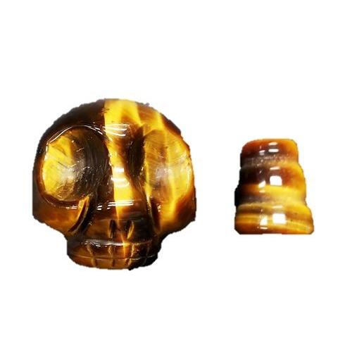 数珠 念珠 髑髏 どくろ ボサ付き 16mm 虎目石 タイガーアイ 1組 天然石