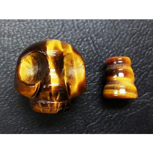 数珠 念珠 髑髏 どくろ ボサ付き 16mm 虎目石 タイガーアイ 1組 天然石