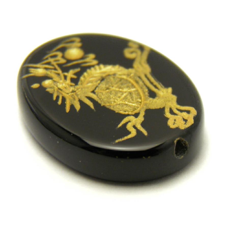 オニキス 龍亀・三本足蛙 穴あり 彫刻パーツ 1個売り 天然石