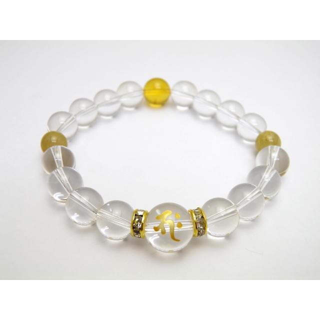 バク 釈迦如来 水晶 金字 梵字玉 12mm ブレスレット 天然石