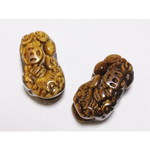 天然　ロシア産　チャロアイト　貔貅　ヒキュウ　ペアセット　除災　ネックレス 貔貅ペア ヒキュウ ひきゅう タイガーアイ パーツ 約32×18×11mm