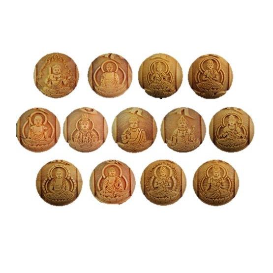 極上 柘植玉 十三仏 ご本尊・梵字玉セット 横穴 12mm 手作りにオススメ