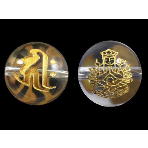 八大仏守護本尊・梵字両面・水晶 金入 ・彫刻ビーズ・セット 横穴 14mm 手作りにオススメ_1