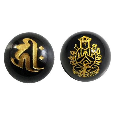 八大仏守護本尊・梵字両面・オニキス 金入 ・彫刻ビーズ・セット 横穴 14mm 手作りにオススメ_1
