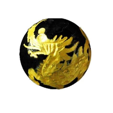 麒麟 きりん オニキス 金彫り 12mm 穴あり一粒売りビーズ 天然石