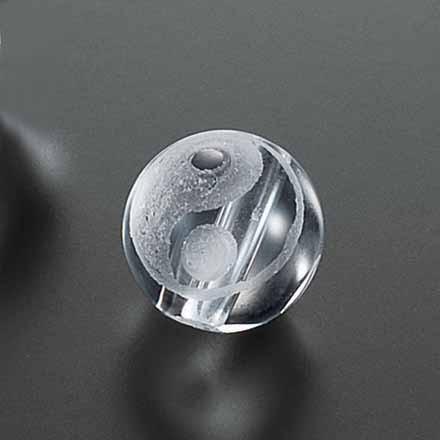 本水晶彫刻玉 陰陽 「約14mm」 1粒売り 天然石 パワーストーン